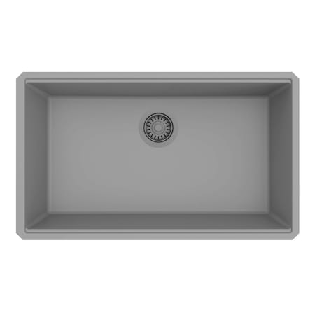 Ruvati 33 x 19 inch Granite Composite Undermount Single Bowl Kitchen Sink Urban Gray RVG2080UG